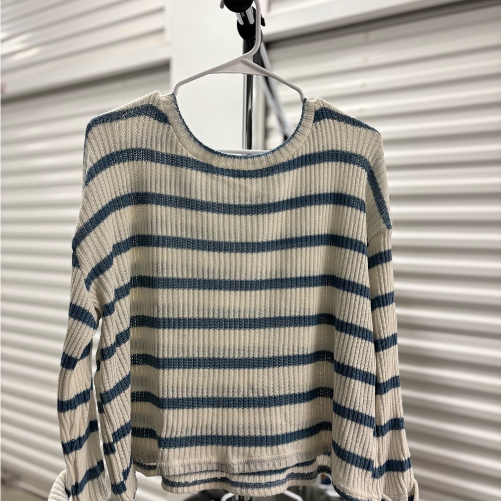 Blu Pepper Blue and White Knit Top